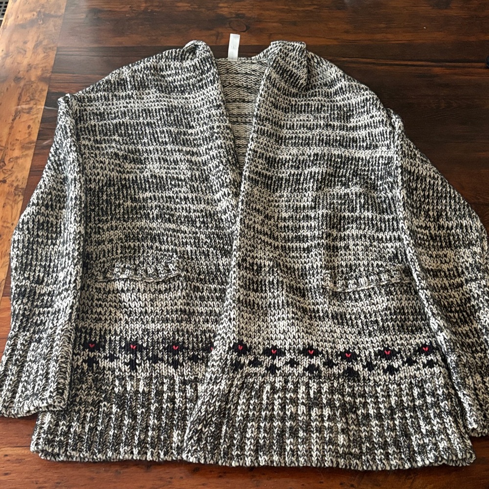 Gap Cozy Black and White Women's Knit Open Cardigan Sweater